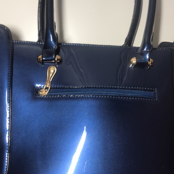 Navy Blue Metallic Handbag - Picture 8 of 16